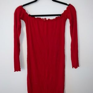 ❤️ Cute ruffled off the shoulder red dress